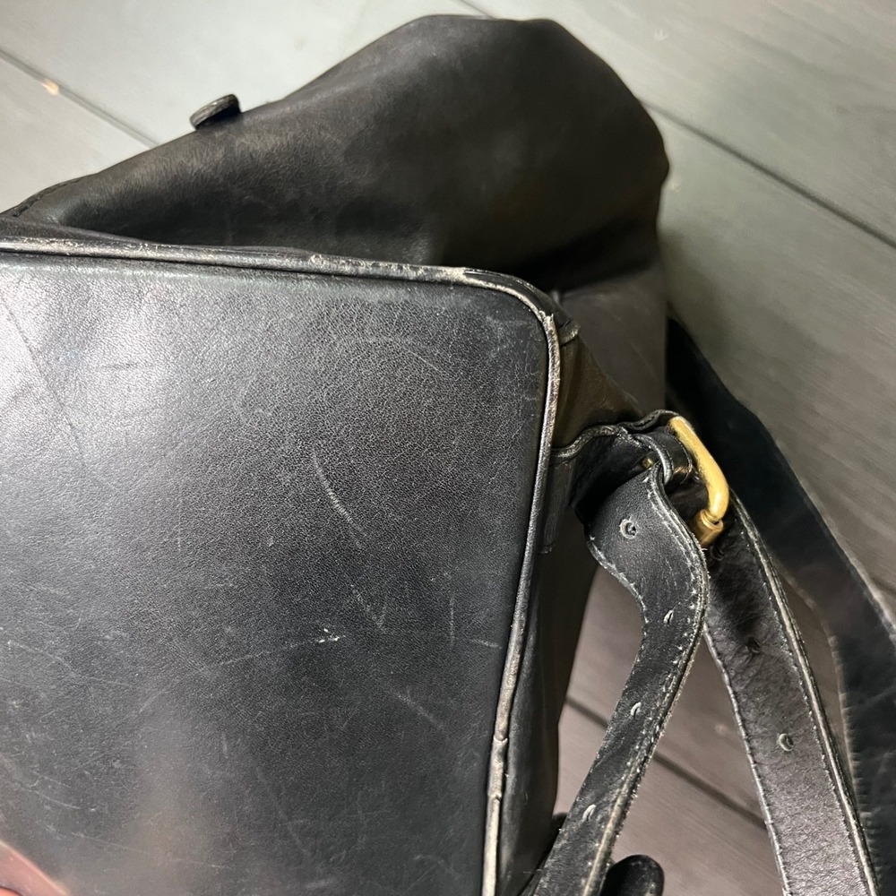 Coach VTG Black Leather Backpack Bucket Daypack USA Made 90s Rare PROJECT BAG - Picture 8 of 15